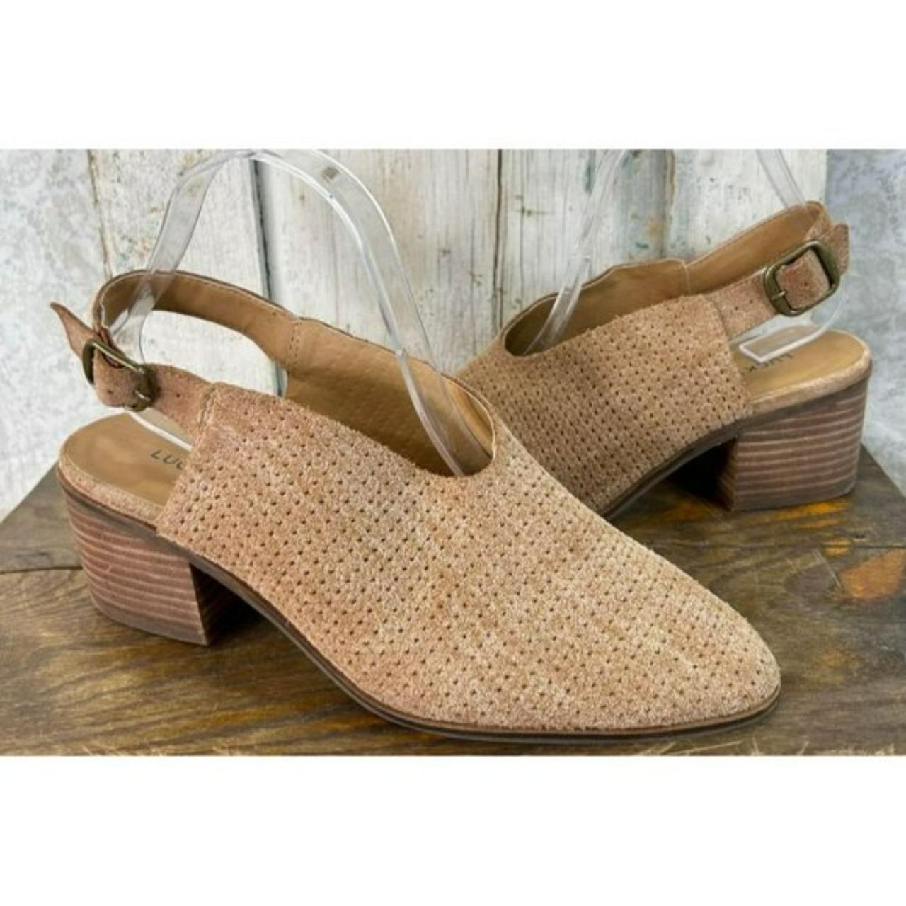 Lucky Brand Shoes Lideton Slingbacks Soft Tan Suede