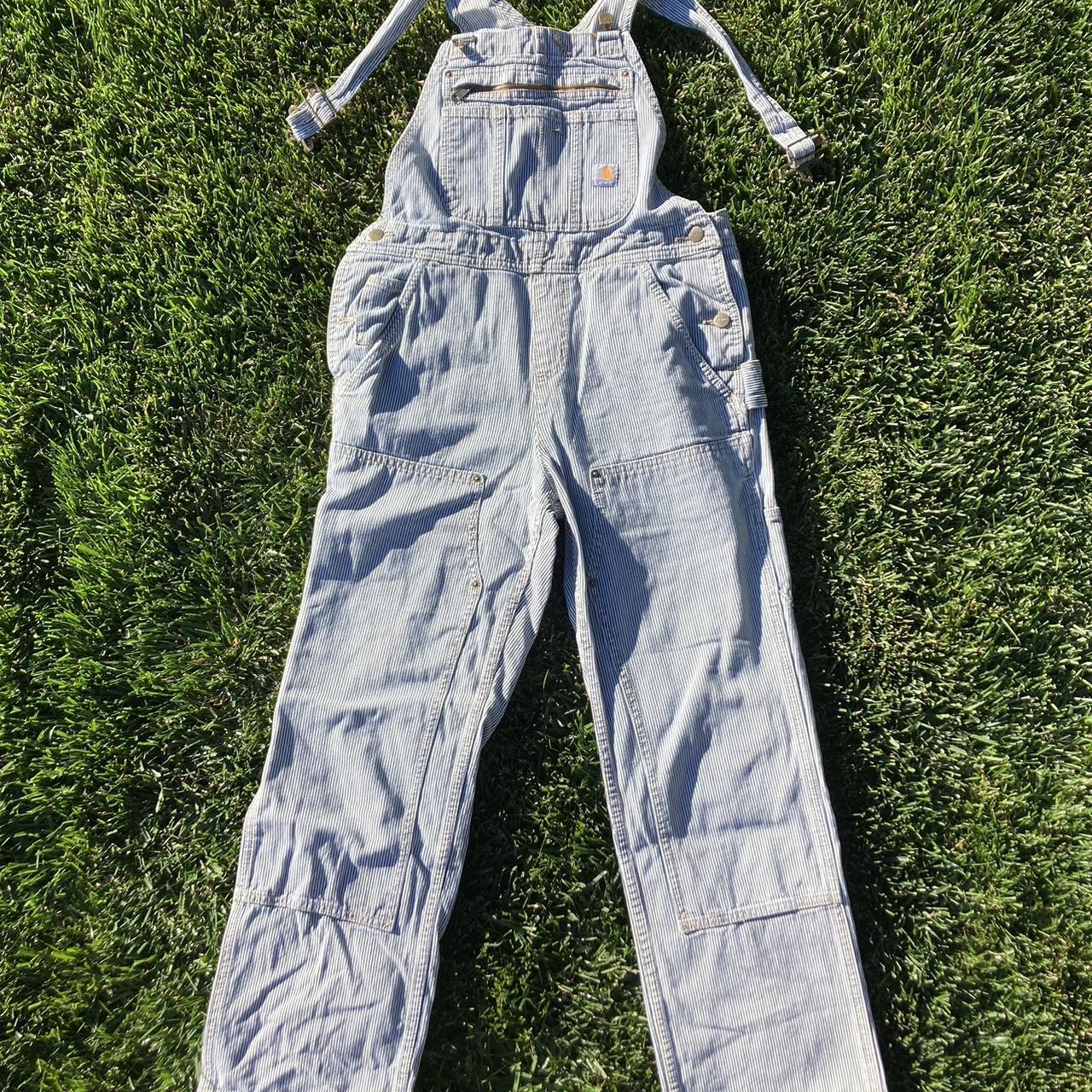 VINTAGE STRIPED CARHART OVERALLS SIZE (4/6)... Depop