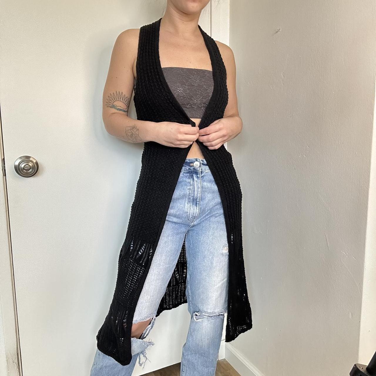 Black Duster Cardigan ABOUT THE ITEM: Cute knitted... - Depop