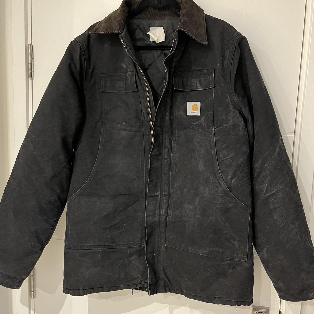 Carhartt Jacket Faded Black Thick Canvas Arctic - Depop