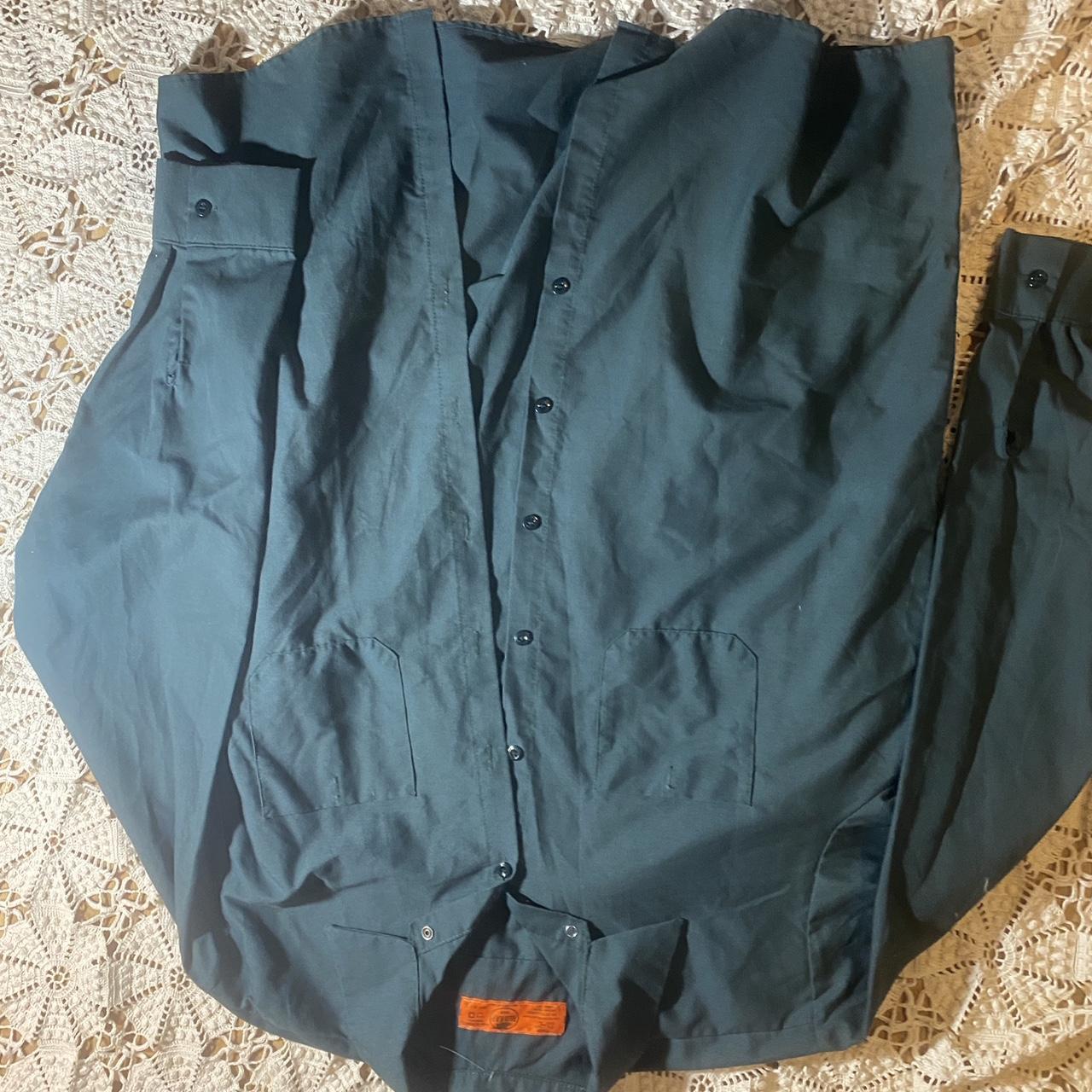 Hunter green Mens long sleeve work shirt red cap... Depop