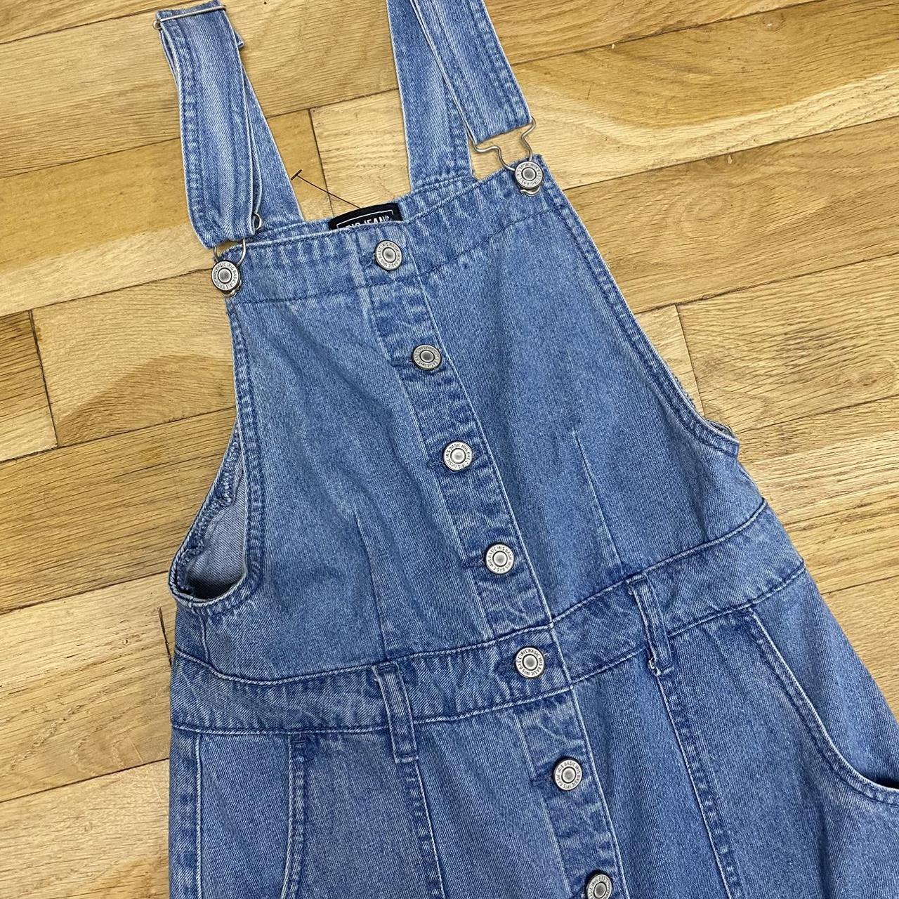 Iris brand denim overall dress size medium fits... - Depop