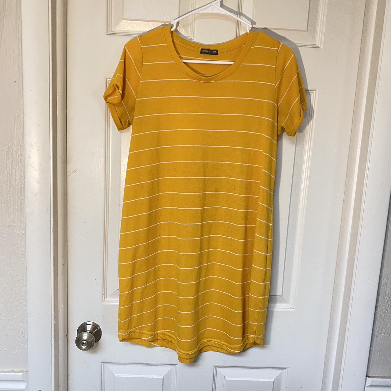 Mustard yellow tee shirt dress a cotton brand like... Depop