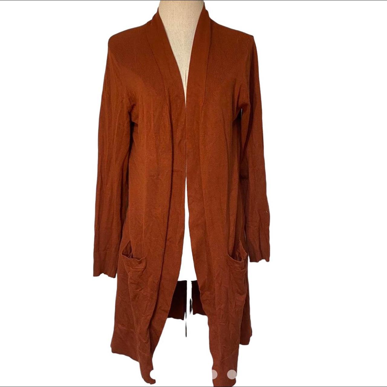 Rust oversized open front cardigan sweater size... - Depop
