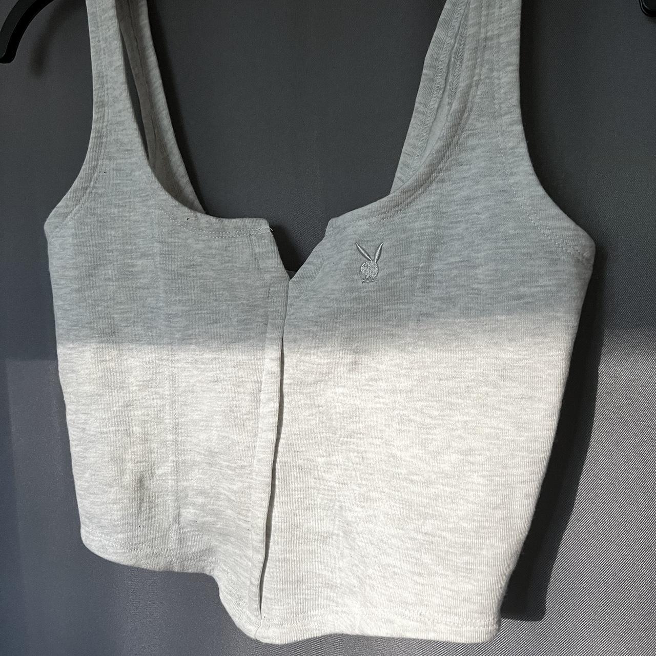 Playboy Women's Grey Crop-top | Depop