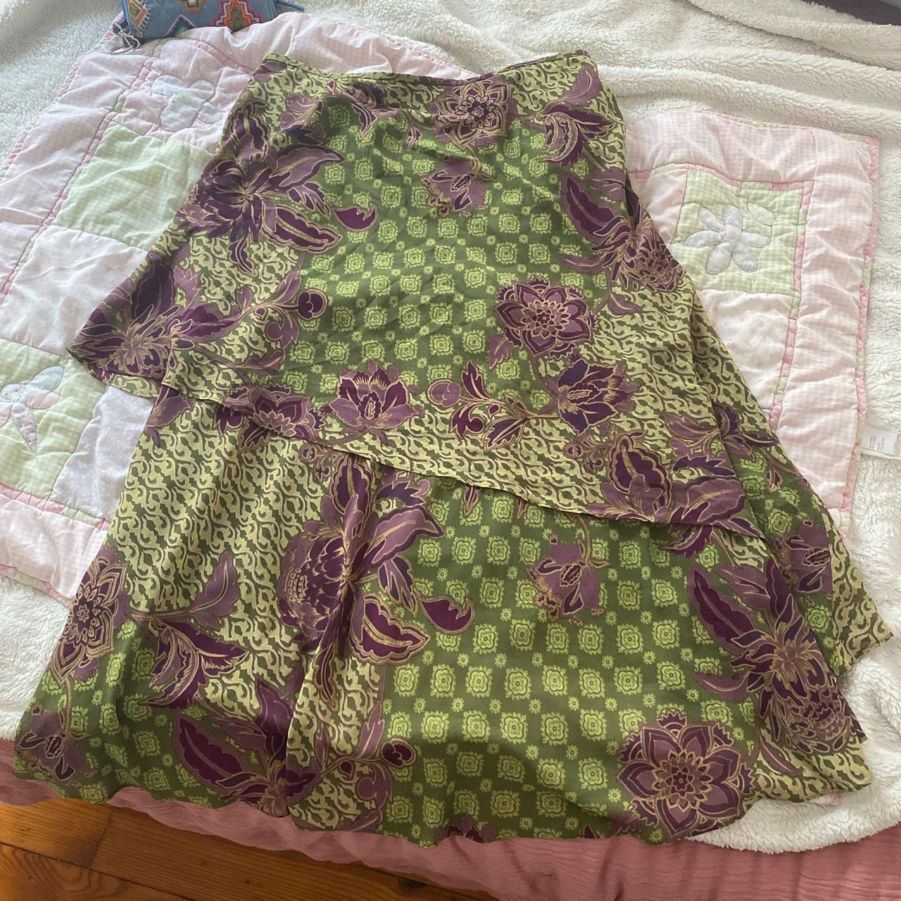 Evan Picone Women's Green and Purple Skirt (2)