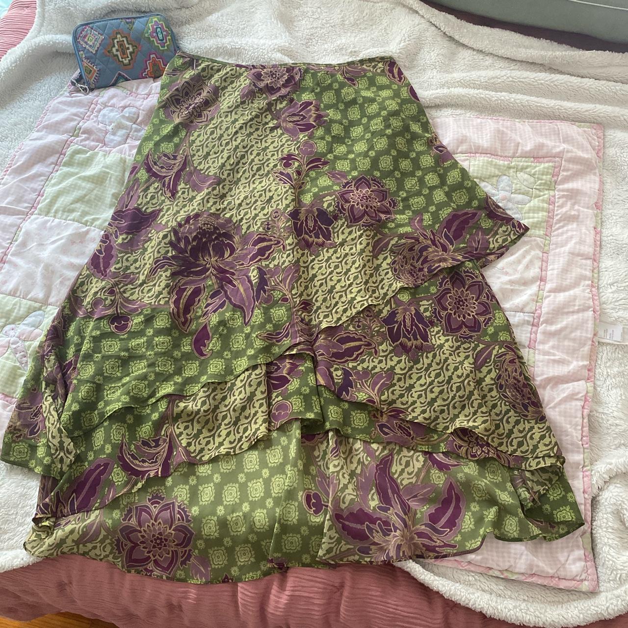 Evan Picone Women's Green and Purple Skirt