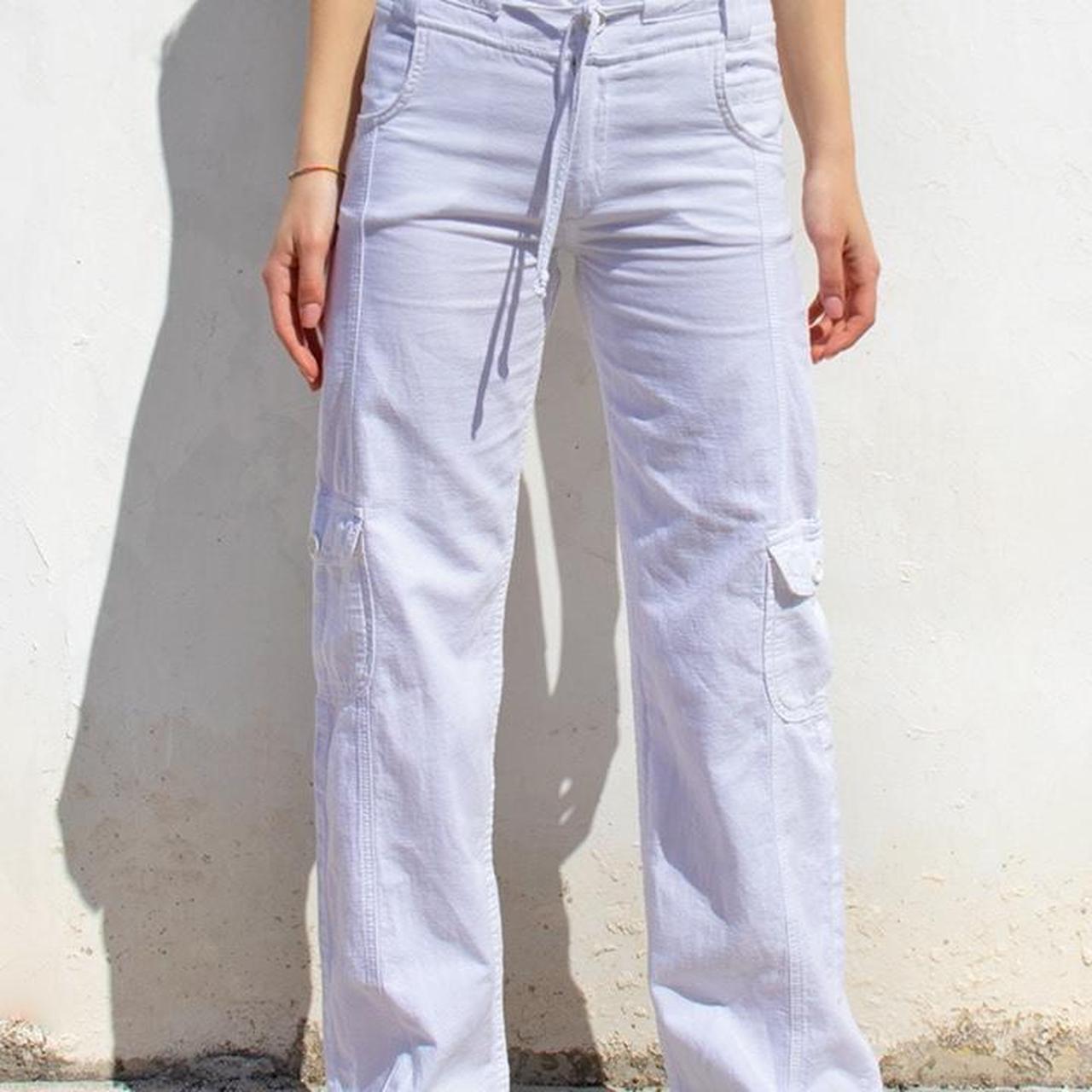 Subdued white cargo pants, wrinkled but in really - Depop
