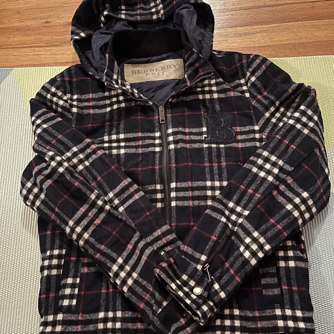 Vintage Burberry Brit Navy Nova Check Size XXL Hoodie Depop