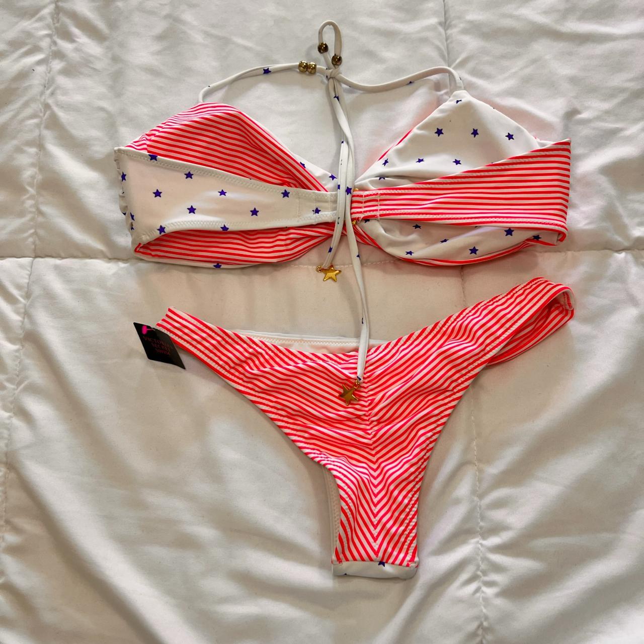 Victoria's Secret Women's Red and White Bikinis-and-tankini-sets | Depop