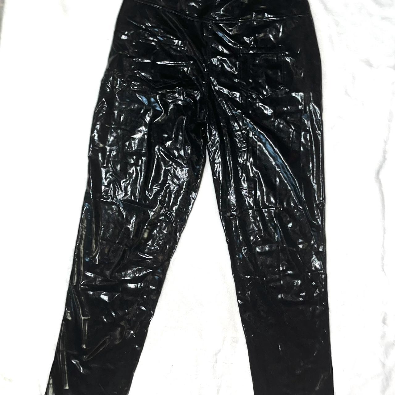 Vinyl baggy pants - black vinyl shiny jeans Size:... - Depop