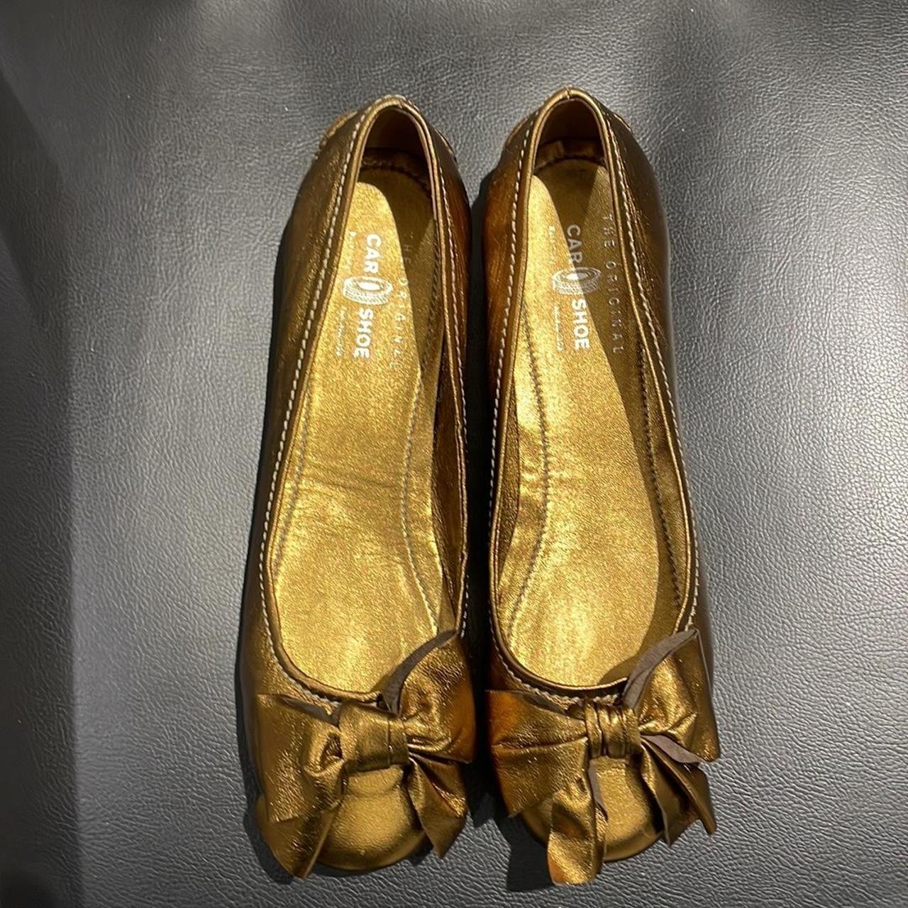 Car Shoe Women's Gold and Tan Ballet-shoes (2)