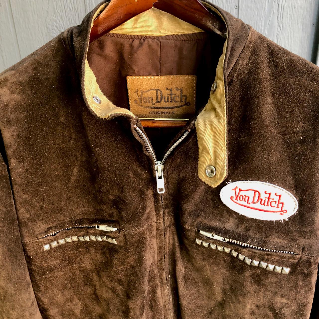 【SALE】y2k Von Dutch effect real leather Vintage Y2K 2000s Multicoloured Von Dutch Jacket / Von Dutch