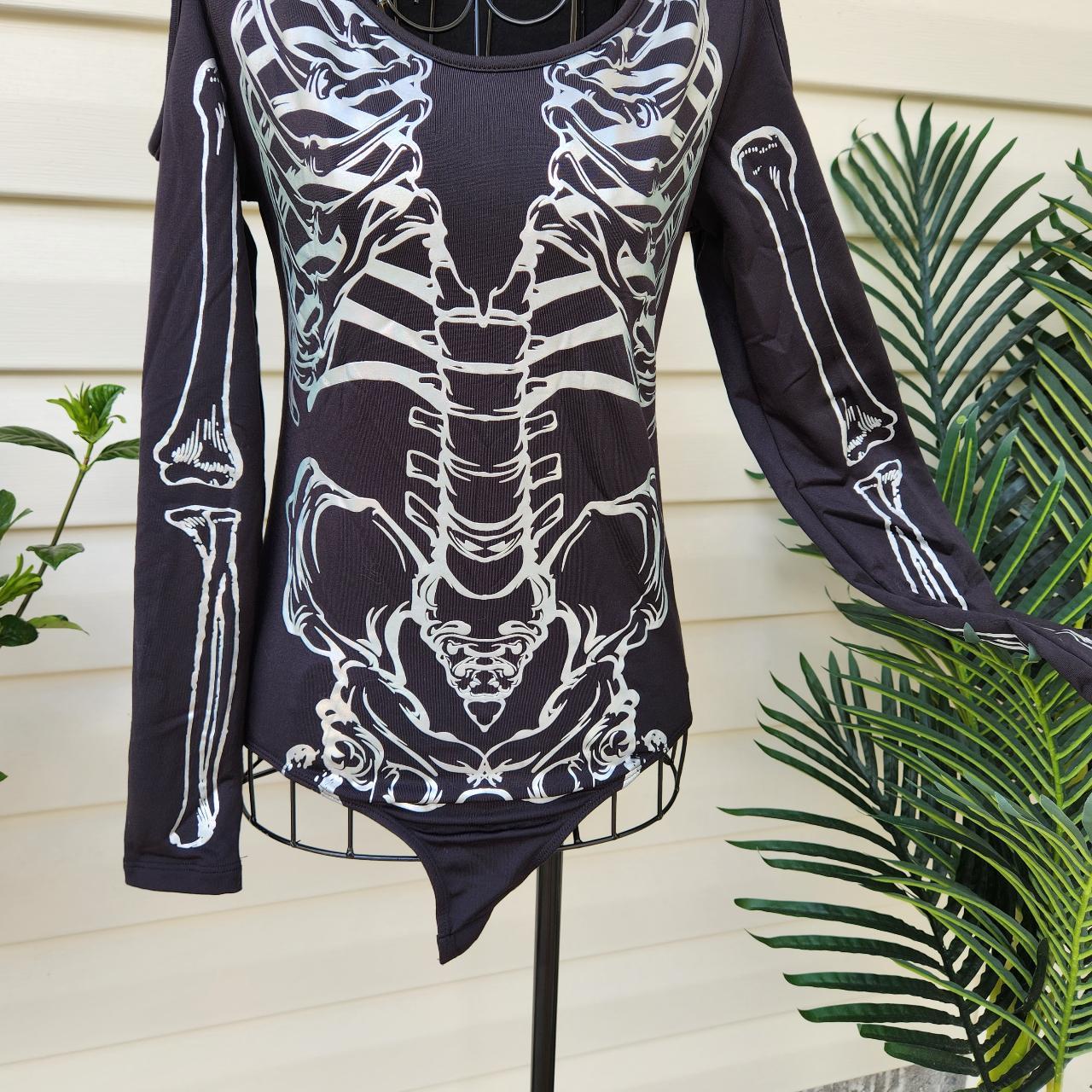Skeleton long sleeve Halloween bodysuit Size... - Depop