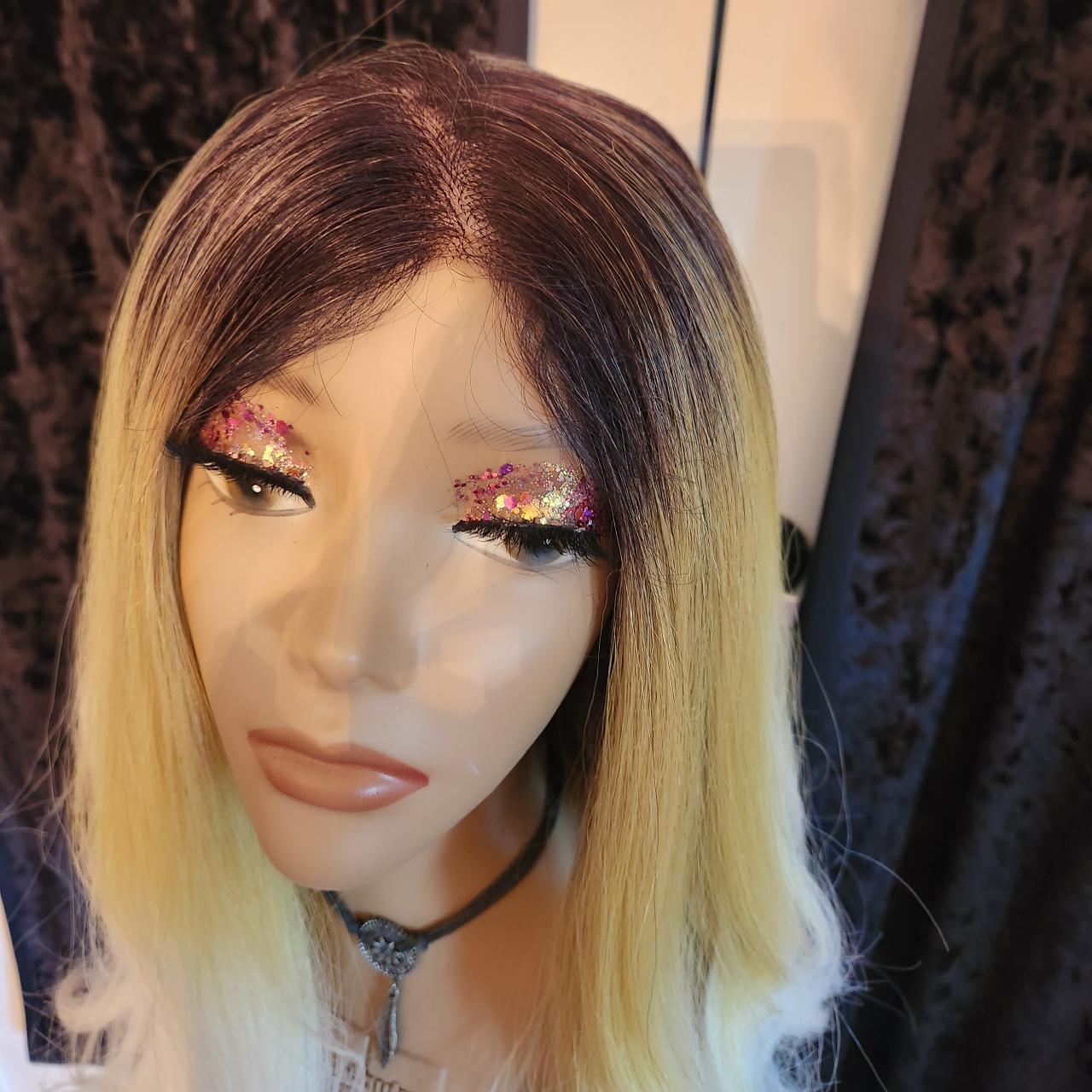 dark root ombre yellow white free part lace front... Depop