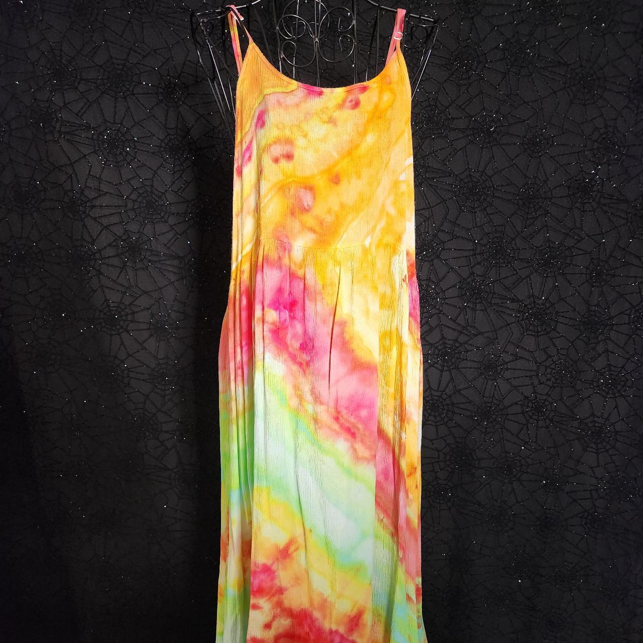 Crinkle custom tie dyed maxi dress • Size medium,... - Depop