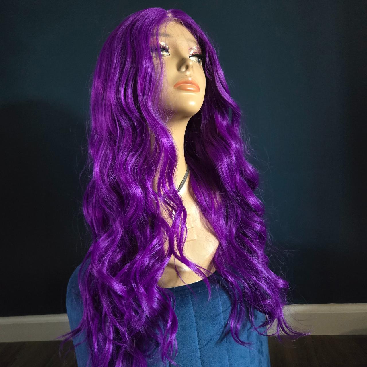 Bright Purple Wavy Lace Front Wig I Enjoy Depop