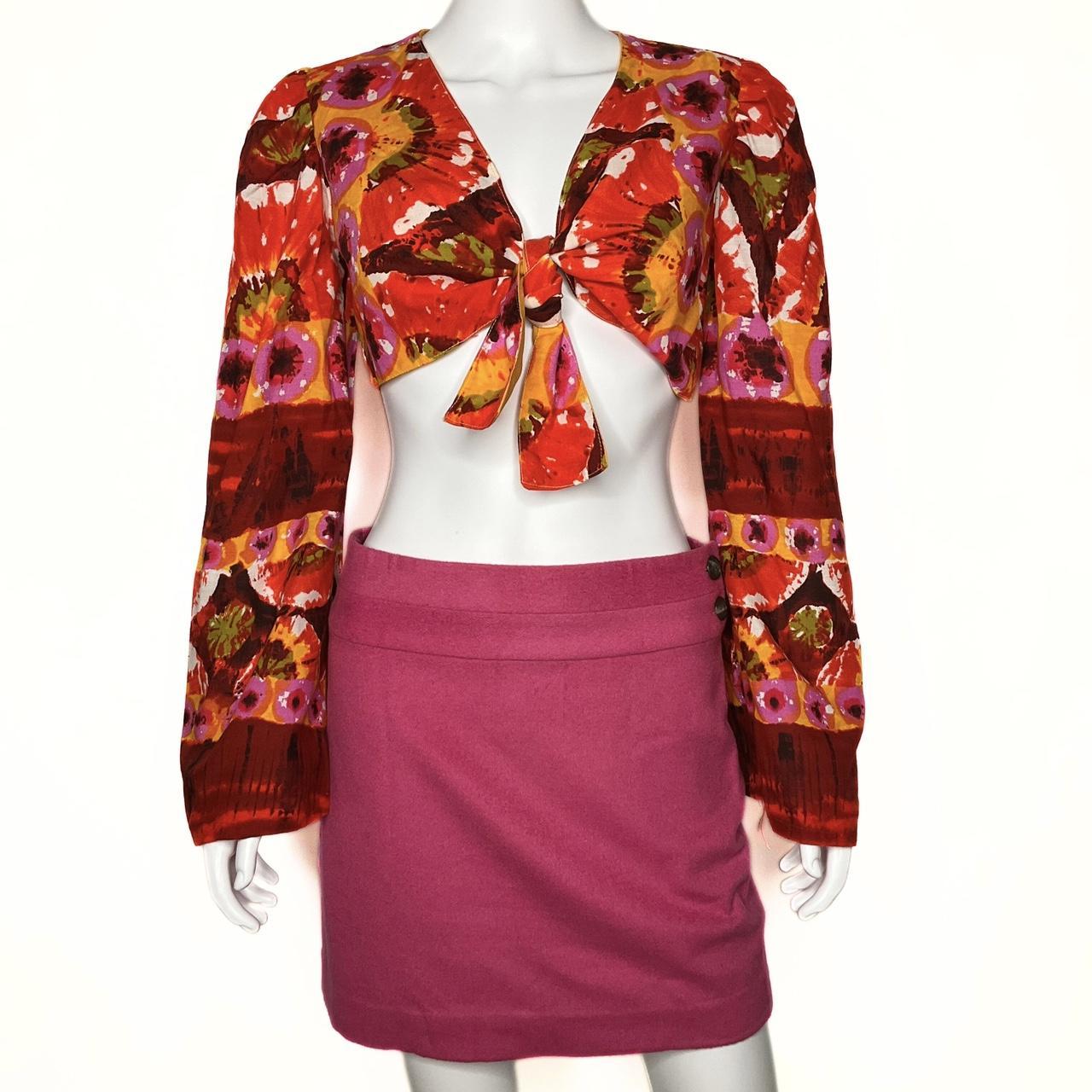 Source Unknown Women's Crop top - Red/Multi - S –… - image 1