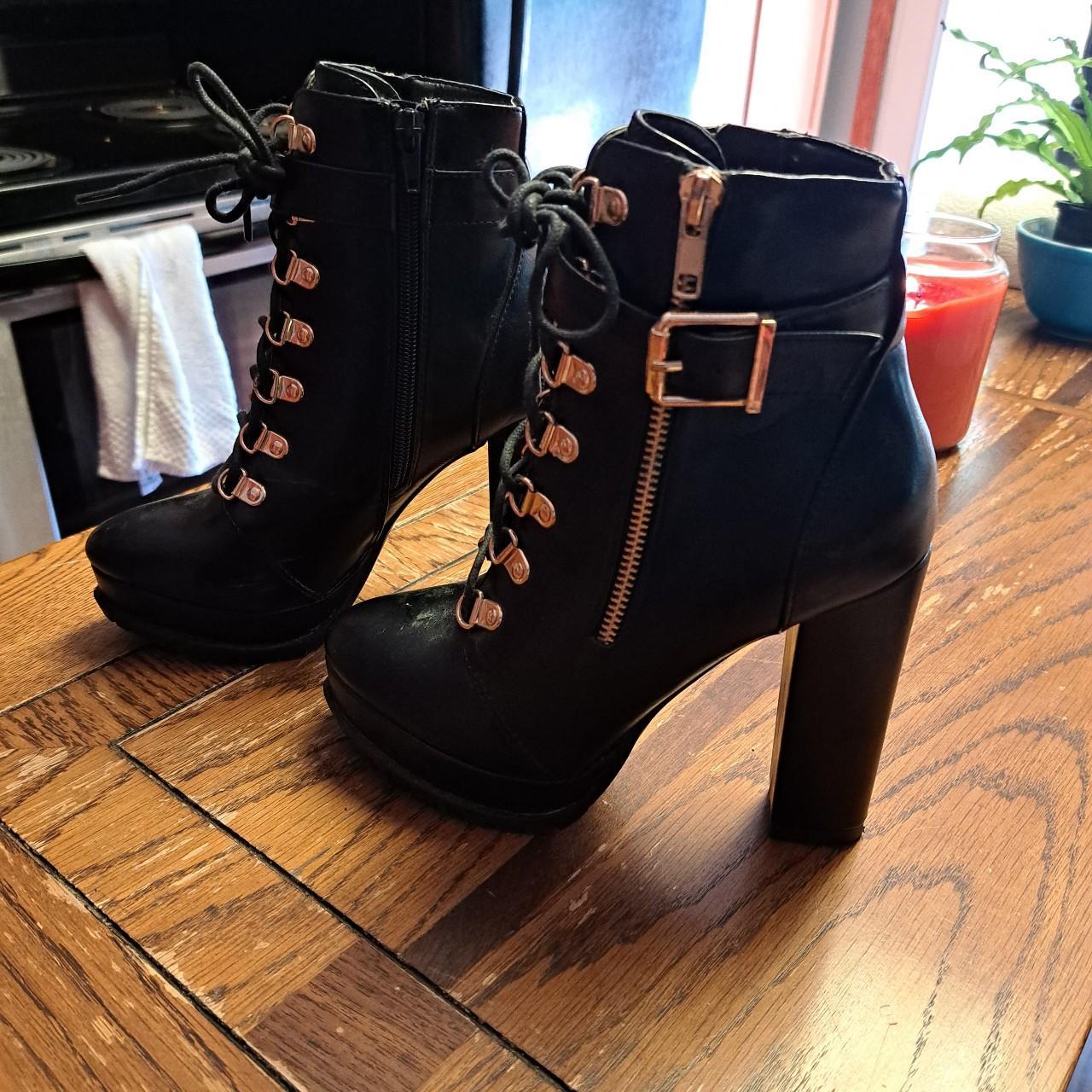 Black w/ gold accents- stiletto ankle boots Size... - Depop