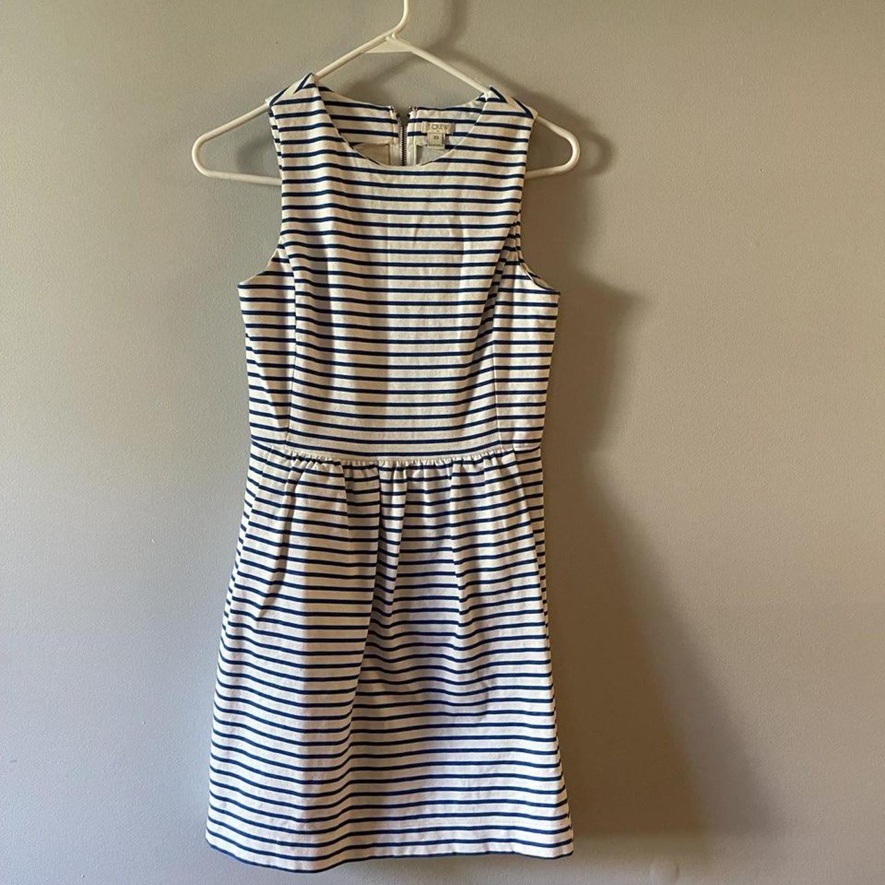 J. Crew Blue and White Striped Coastal Grandma... - Depop