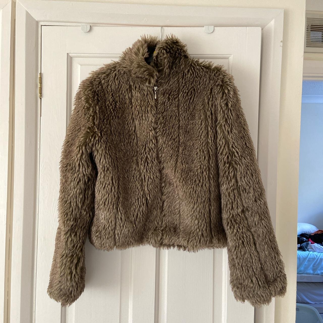 Furry zip up short jacket. I’ve machine washed this... - Depop