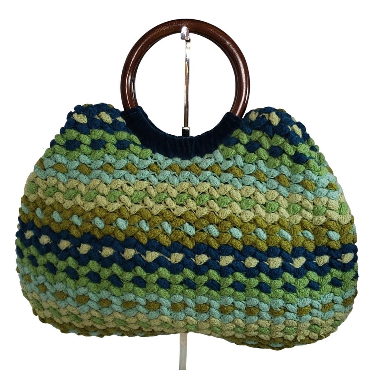 Talbots Round Wood Handle Angora/Wool Woven Depop