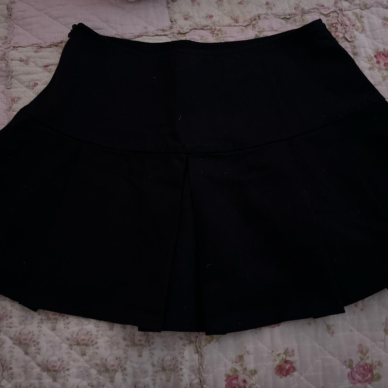 black denim hemmed mini skirt from harajuku shop... - Depop