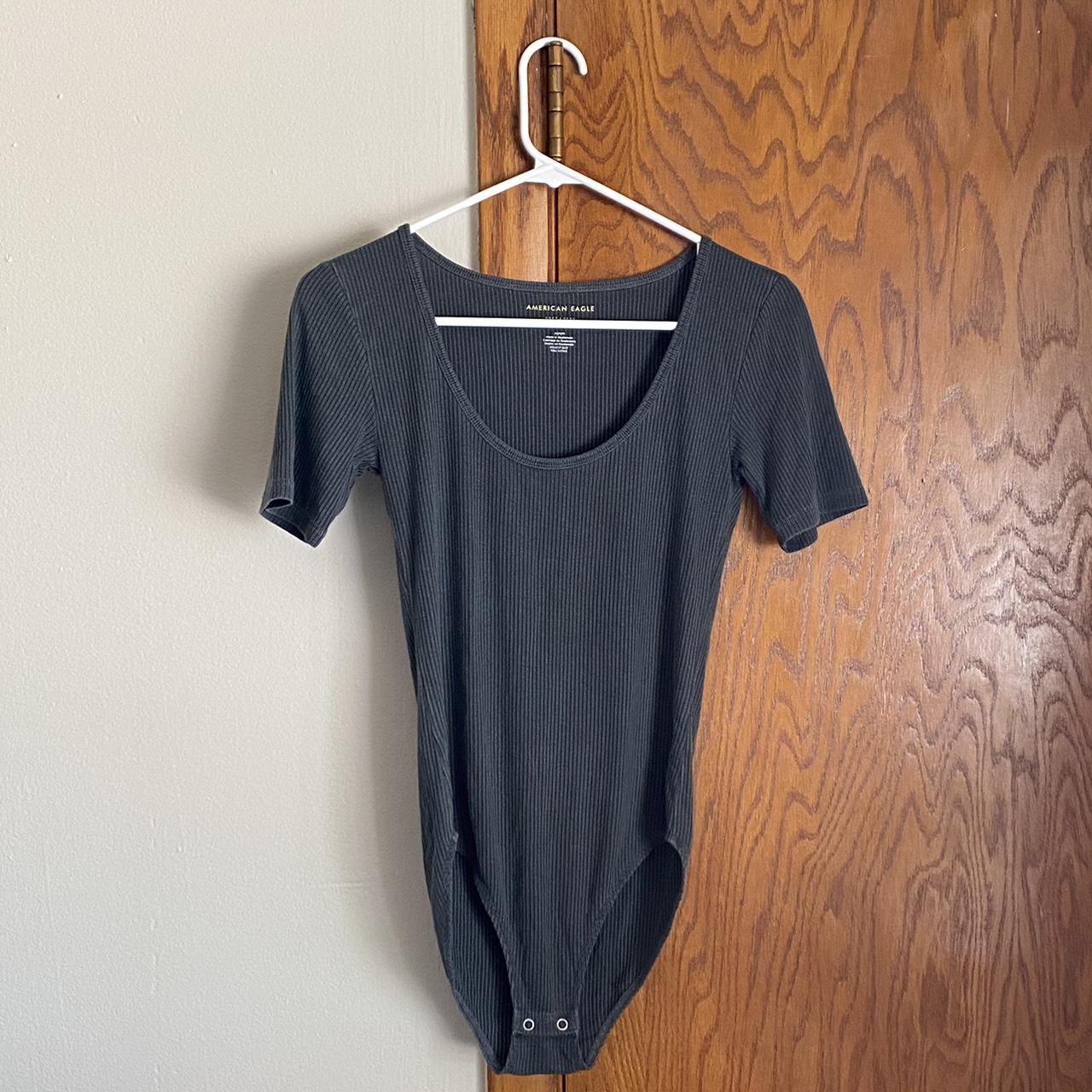 American Eagle Women's Grey Bodysuit Depop