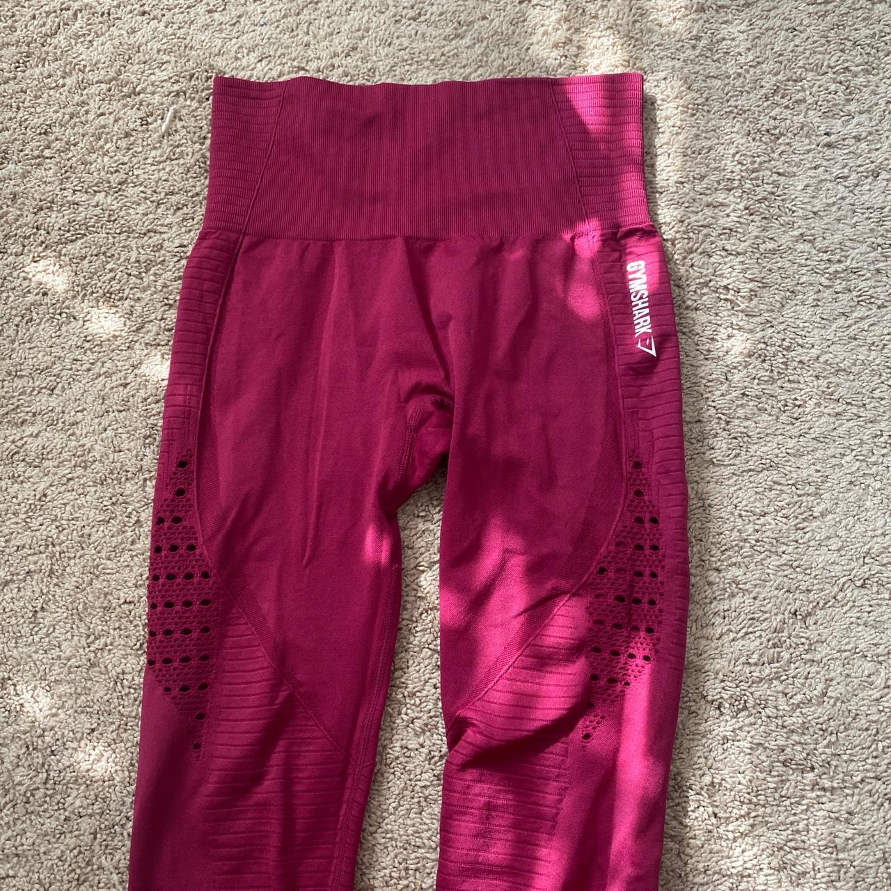 Medium burgundy gym shark leggings Great shape and... - Depop