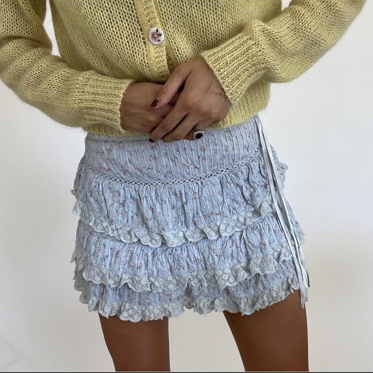 LoveShackFancy Women's Blue and White Skirt (3)