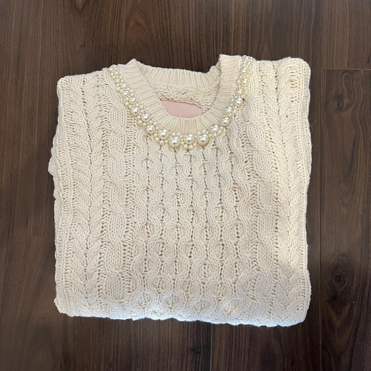Simone Rocha x H&M Size M Pearl Cable Knit Jumper | Depop