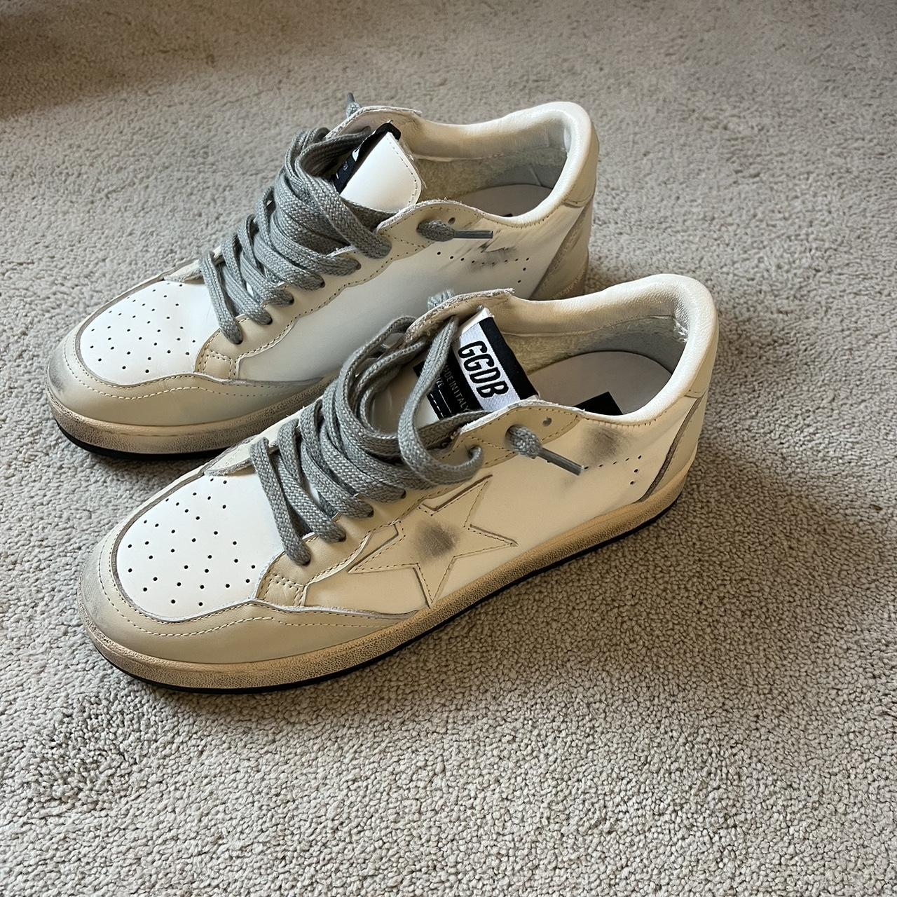 tan and white golden goose sneakers BRAND NEW SIZE. Depop