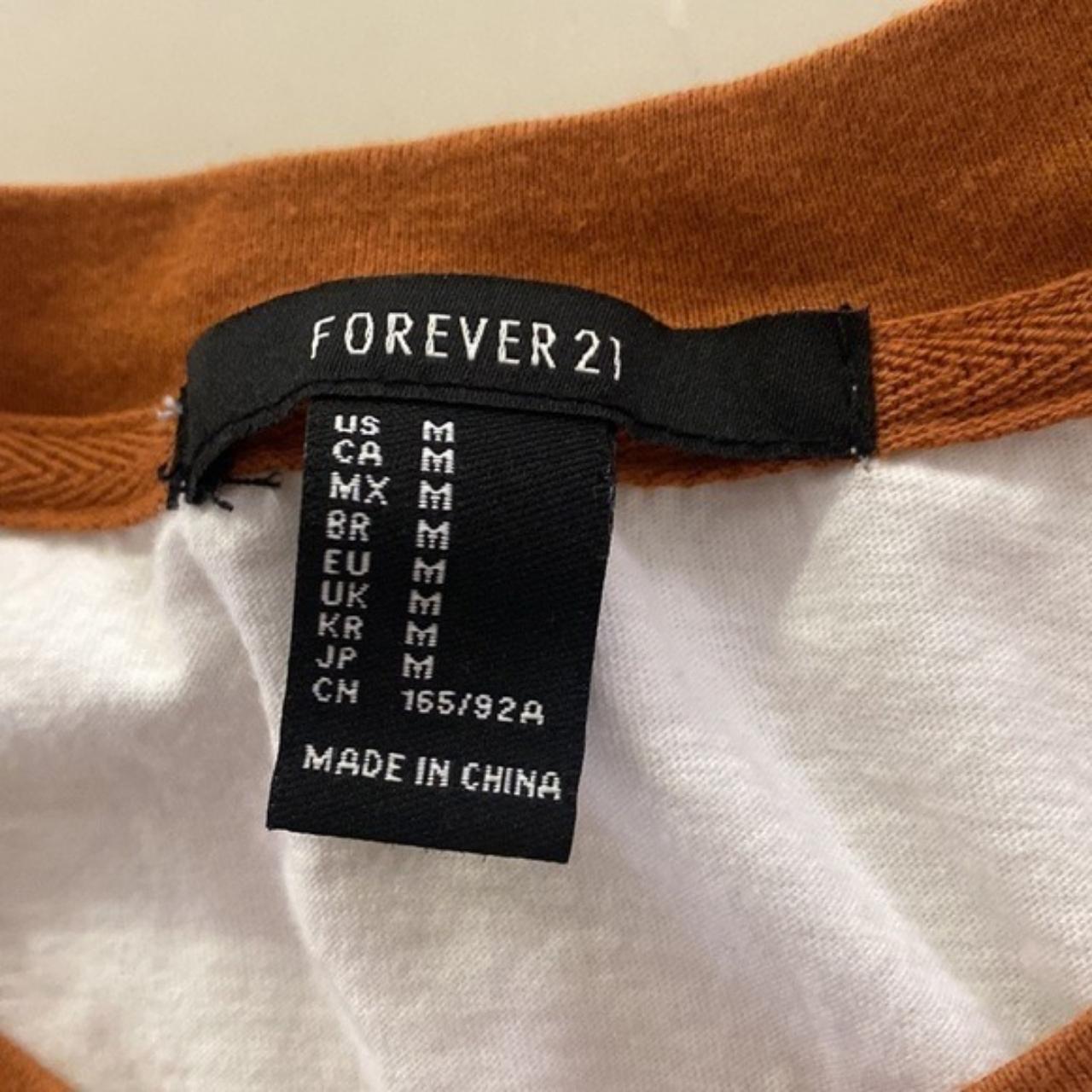 Forever 21 Women's White and Brown T-shirt | Depop