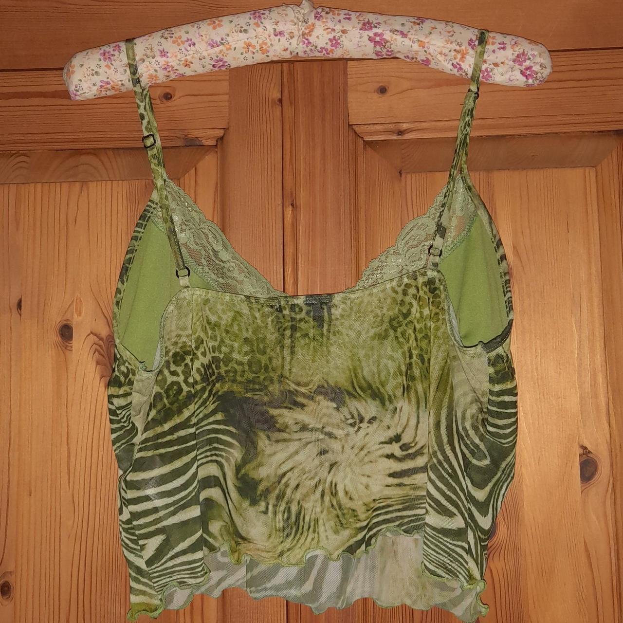 Yenika Cami Top in Mesh Cheetah GreenLarge Cropped... Depop