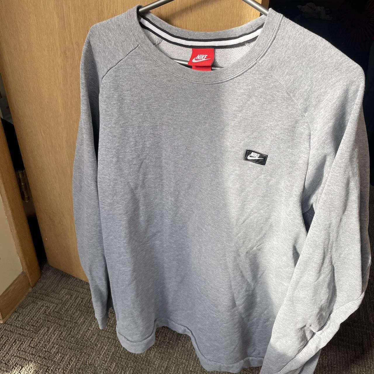 Nike box logo vintage sweater grey box logo says XL... - Depop