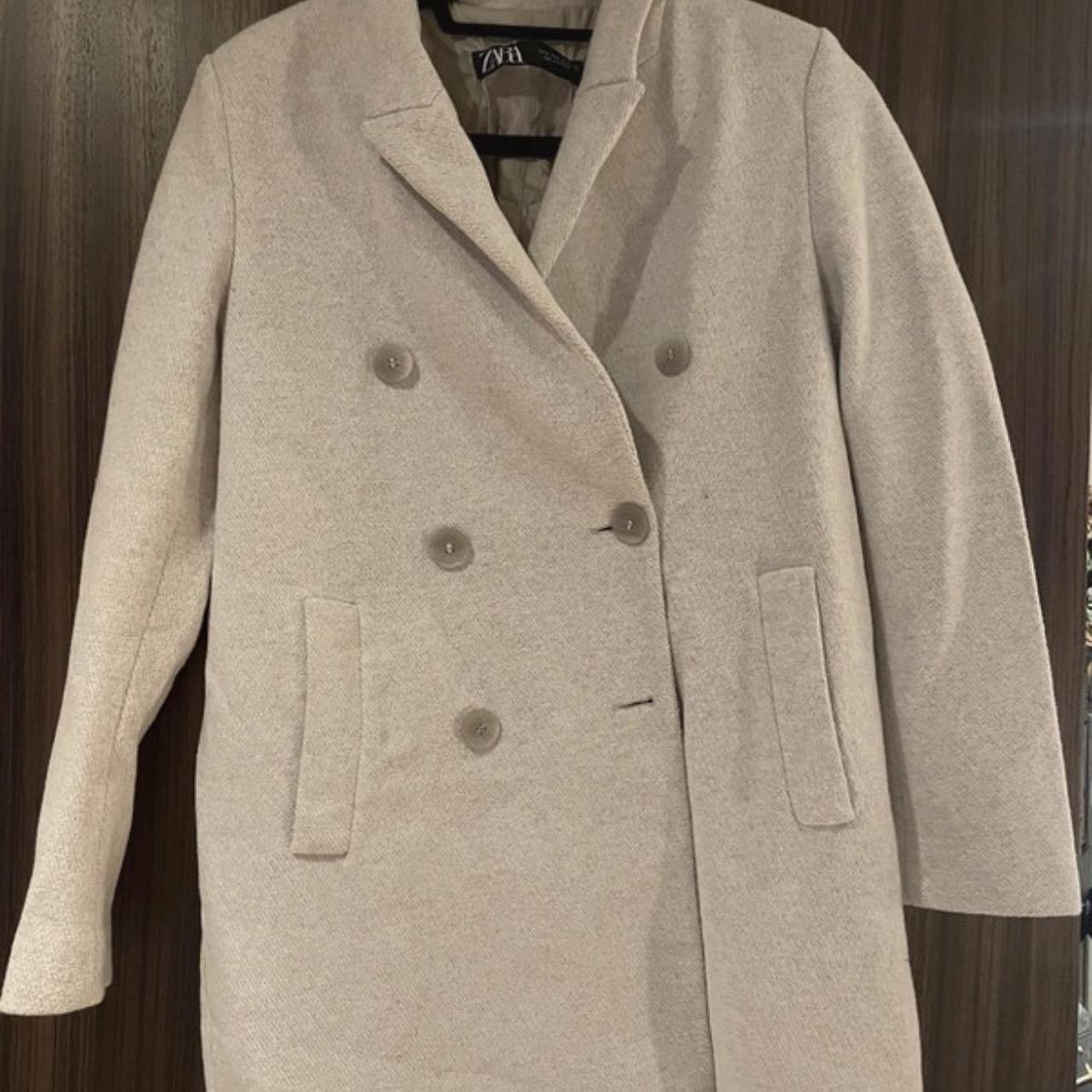 Zara light grey coat size S tear in inner lining... Depop