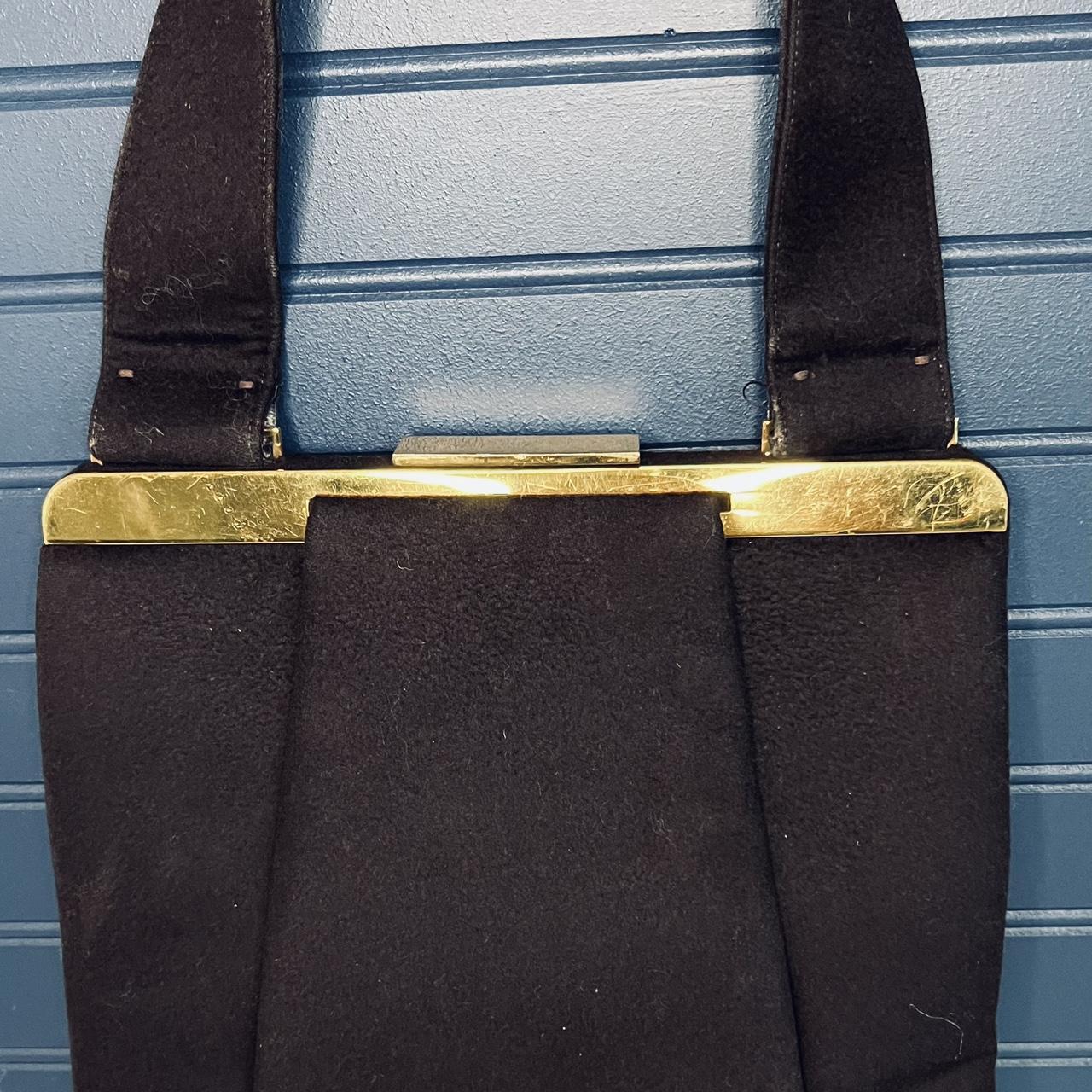 1940s Crown LEWIS Handbag LEWIS Black Wool 40s Handbag 