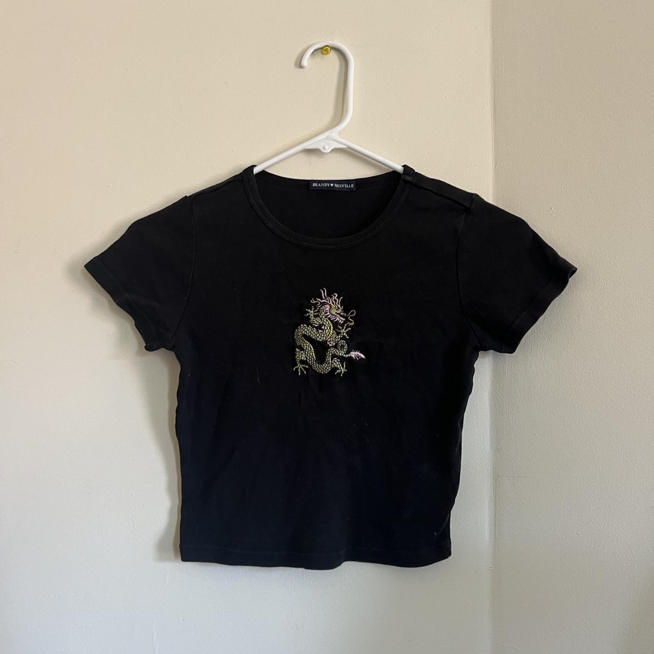 Brandy Melville Embroidered Dragon Baby Tee - Depop