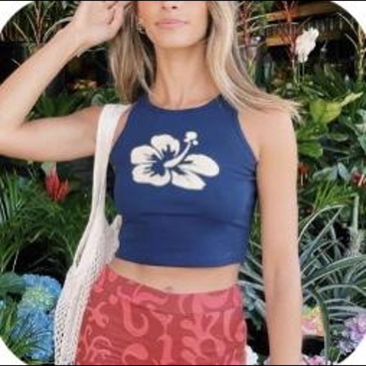 Verge Girl Hibiscus Flower Tank, in small Depop
