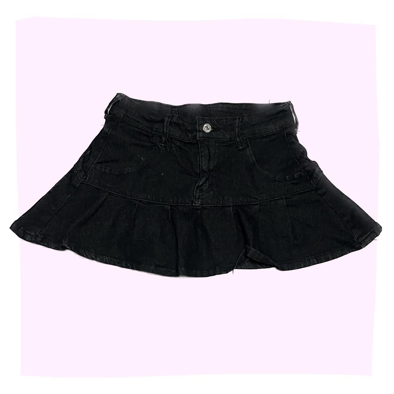 Black Pleated Denim Mini Skirt Forgot Where Bought Depop