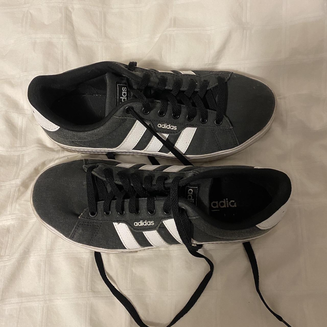 Dark grey and white Adidas trainers Mens 7 / Womens... Depop