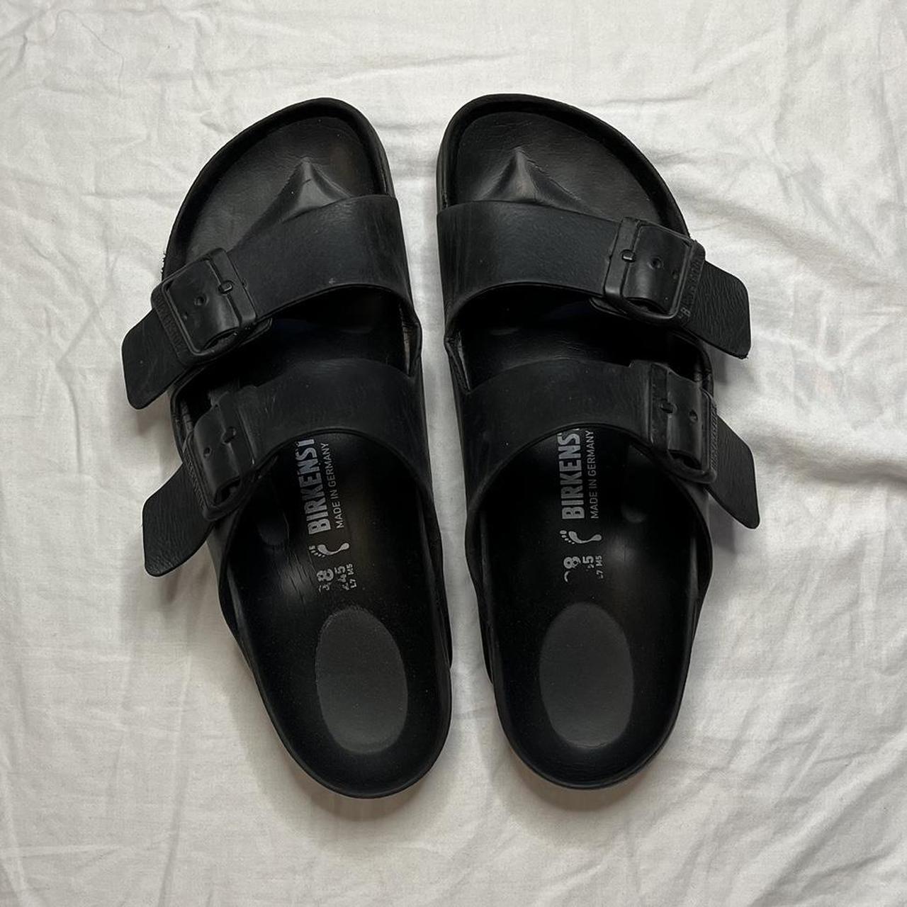 Black rubber Birkenstock slides size EU 38 US 7.5... - Depop