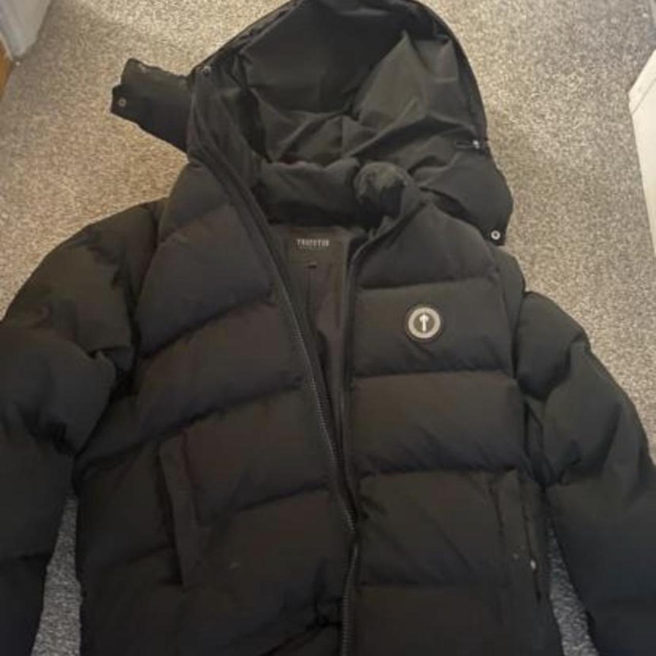 Men’s black trapstar irongate detachable hood jacket - Depop