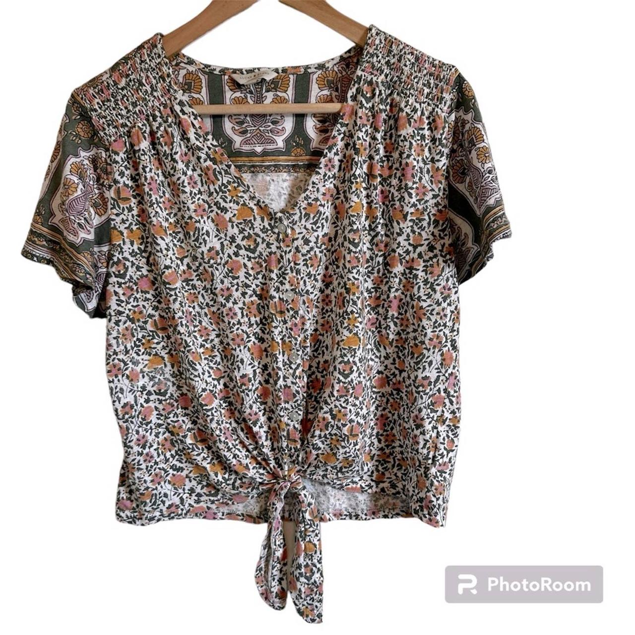 Lucky Brand Floral Print Top - Women's Shirts/Blouses in Green