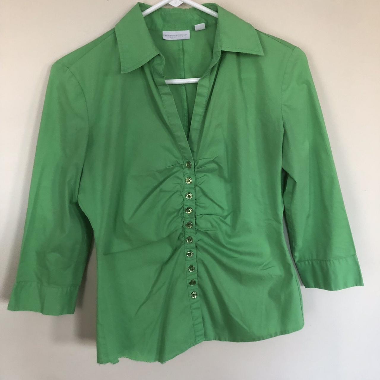 New York & Company Women's Green Blouse | Depop