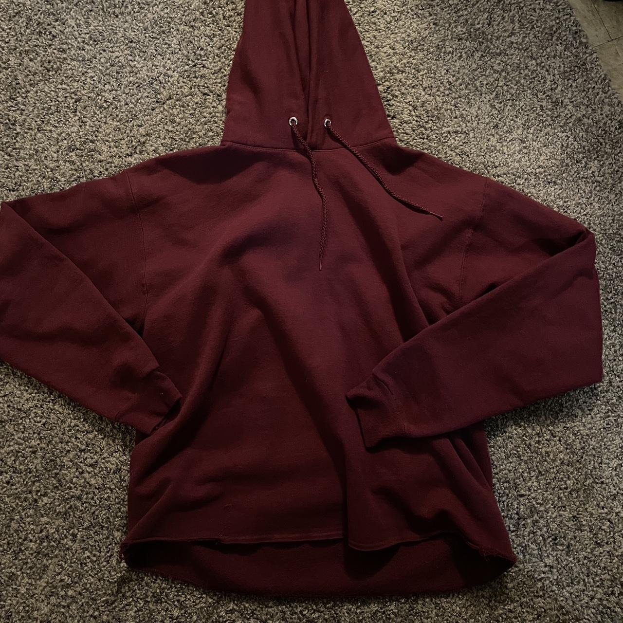 Cropped Red/maroon hoodie Bottom was unstitched off... - Depop