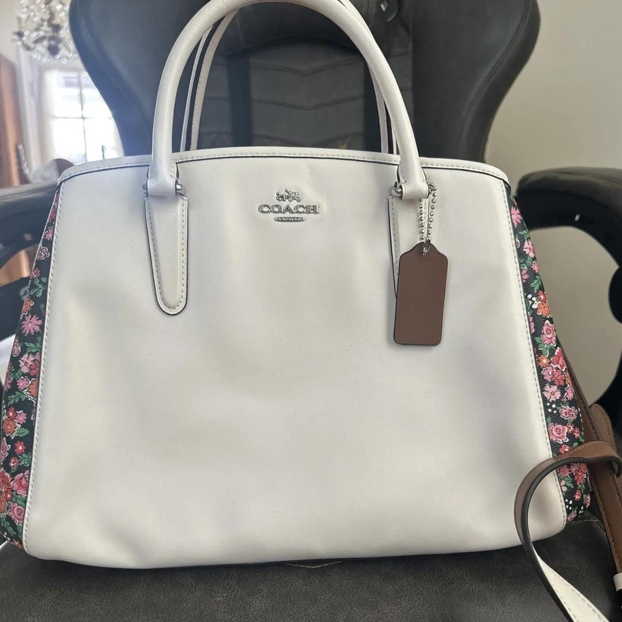 Coach Leather White Tote with Leather top Wallet Bundle