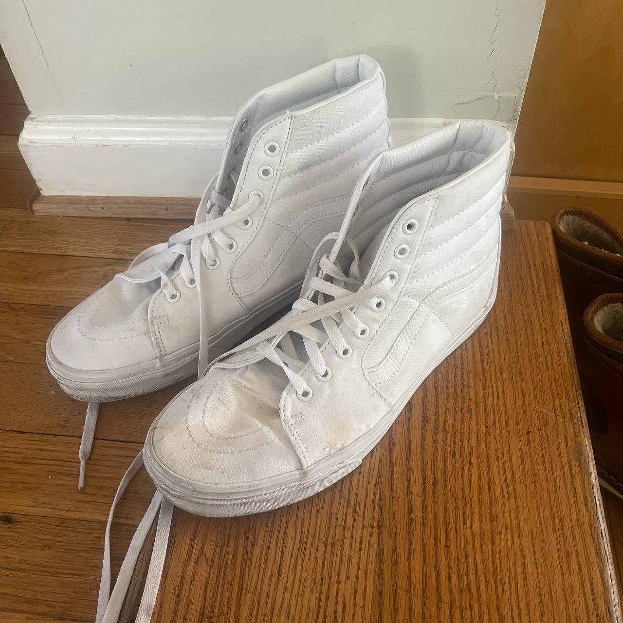 All white high top vans. Discoloration on the white... - Depop