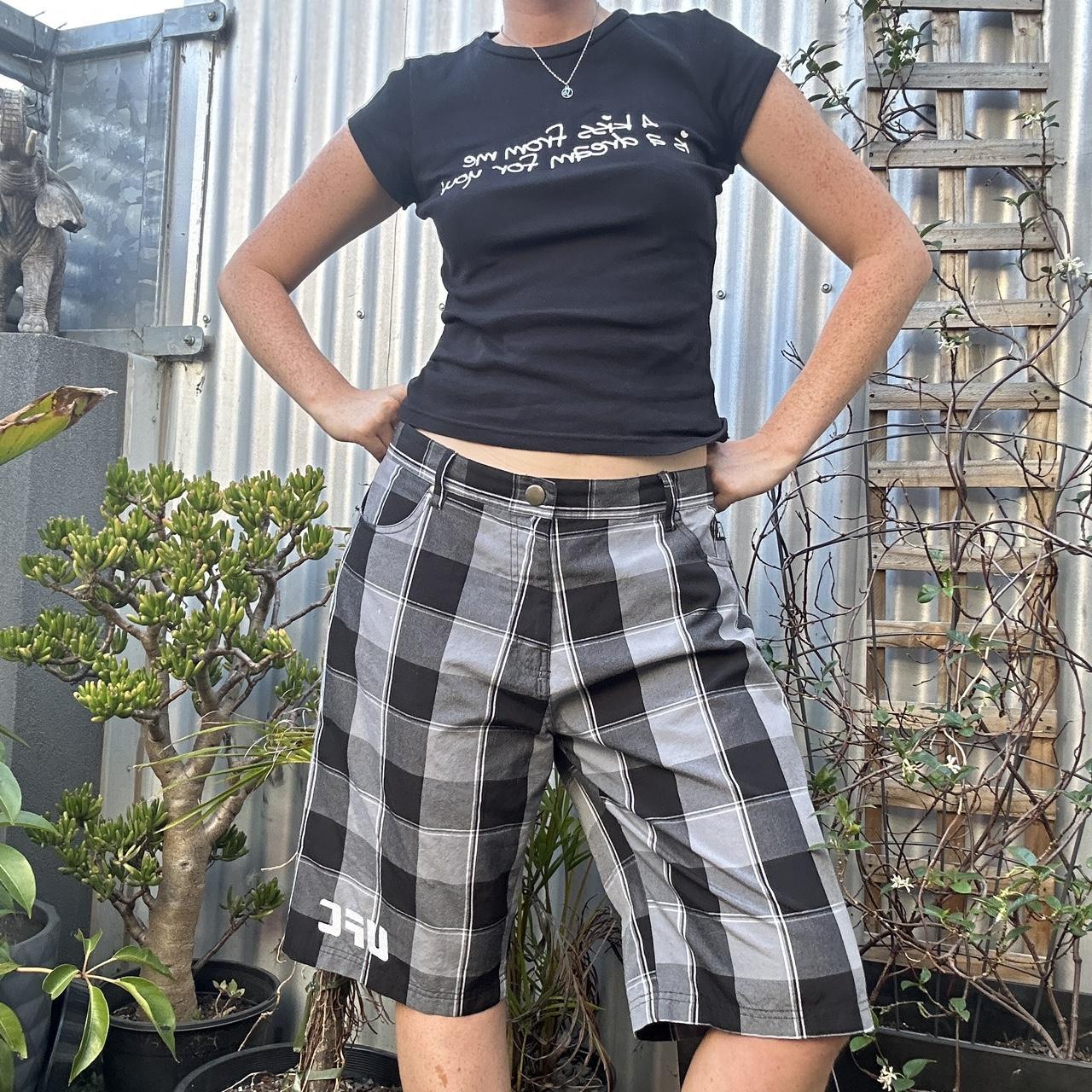 ⭐️funky black grey long shorts jorts⭐️ ufc perfect for... - Depop