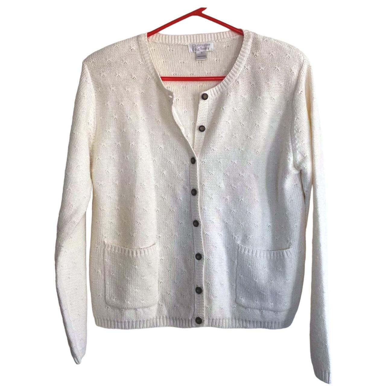 Sweet knit white cardigan Textured knit is so cute,... - Depop